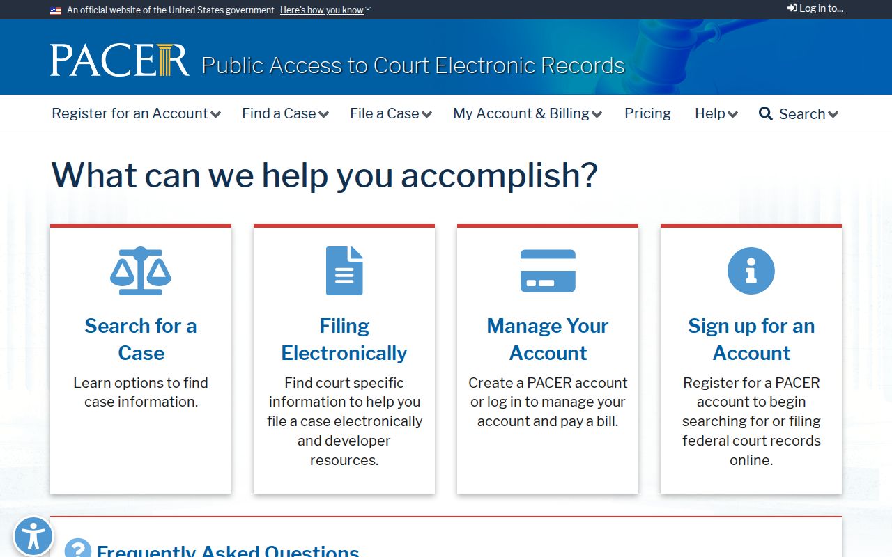 PACER federal court records search
