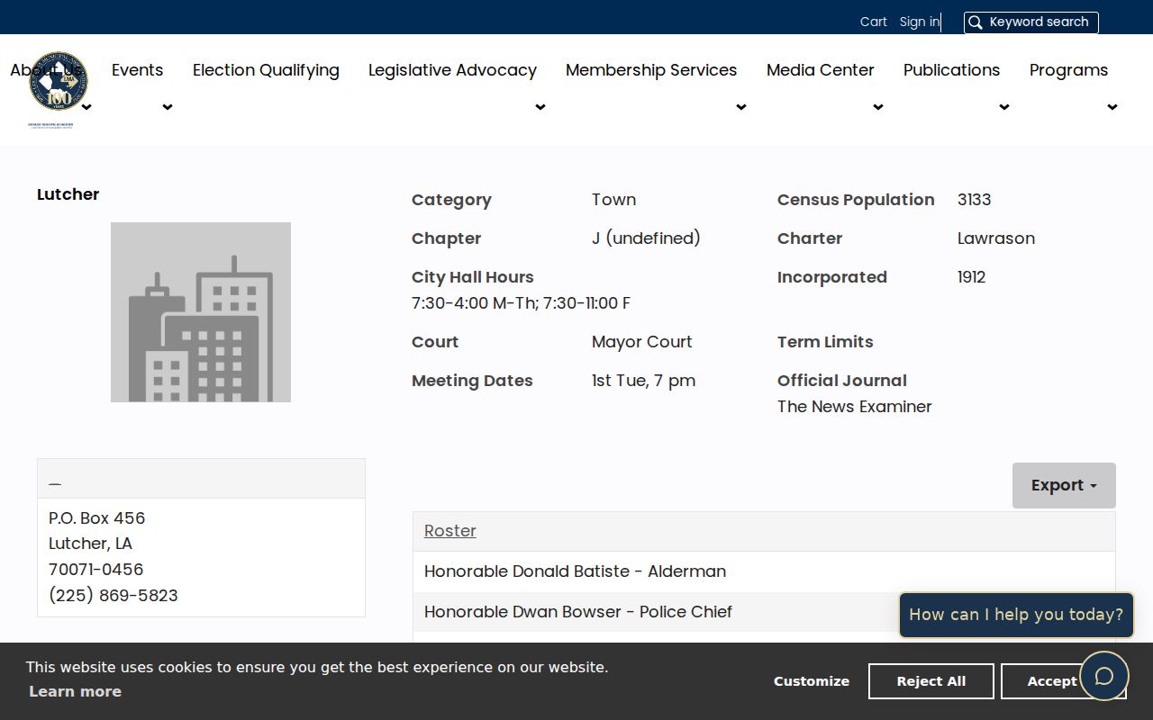 Lutcher criminal records municipal roster and police contacts