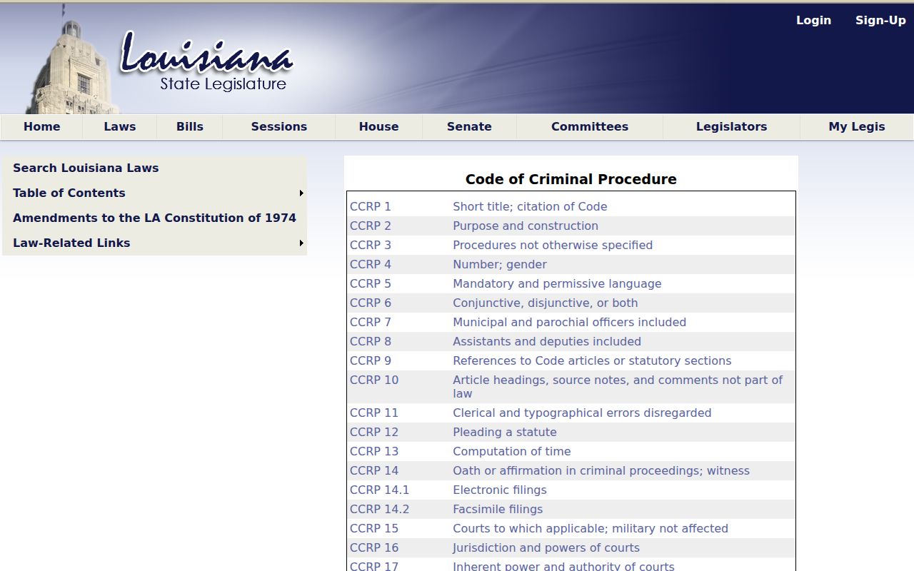 Louisiana criminal procedure source for St. James Parish criminal court cases