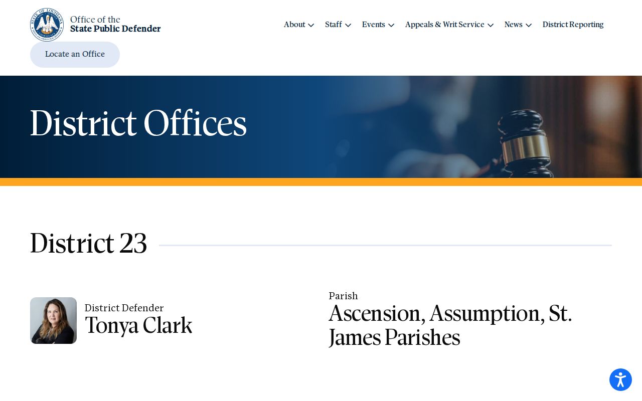 District 23 public defender source for St. James Parish criminal court cases