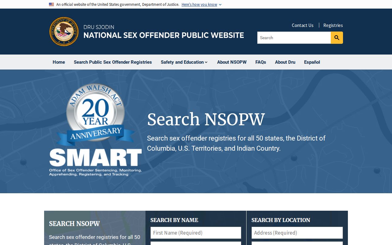 National registry layer for a St. James Parish sex offender search